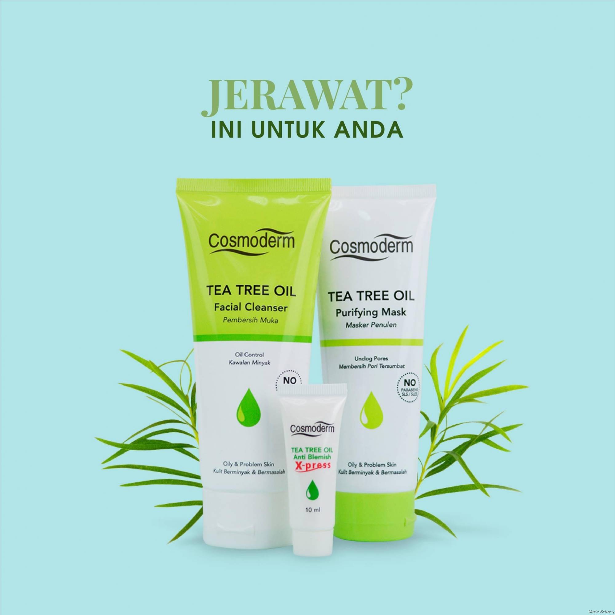 Free Gift Cosmoderm Tea Tree Oil Night Masker Skin Set