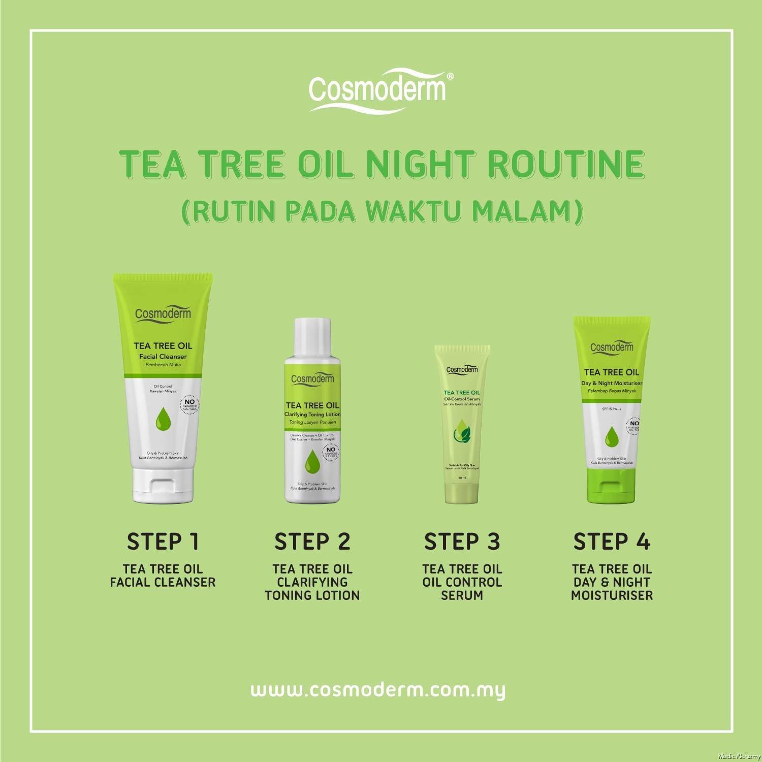 Free Gift Cosmoderm Tea Tree Oil Oily Skin X Press Set