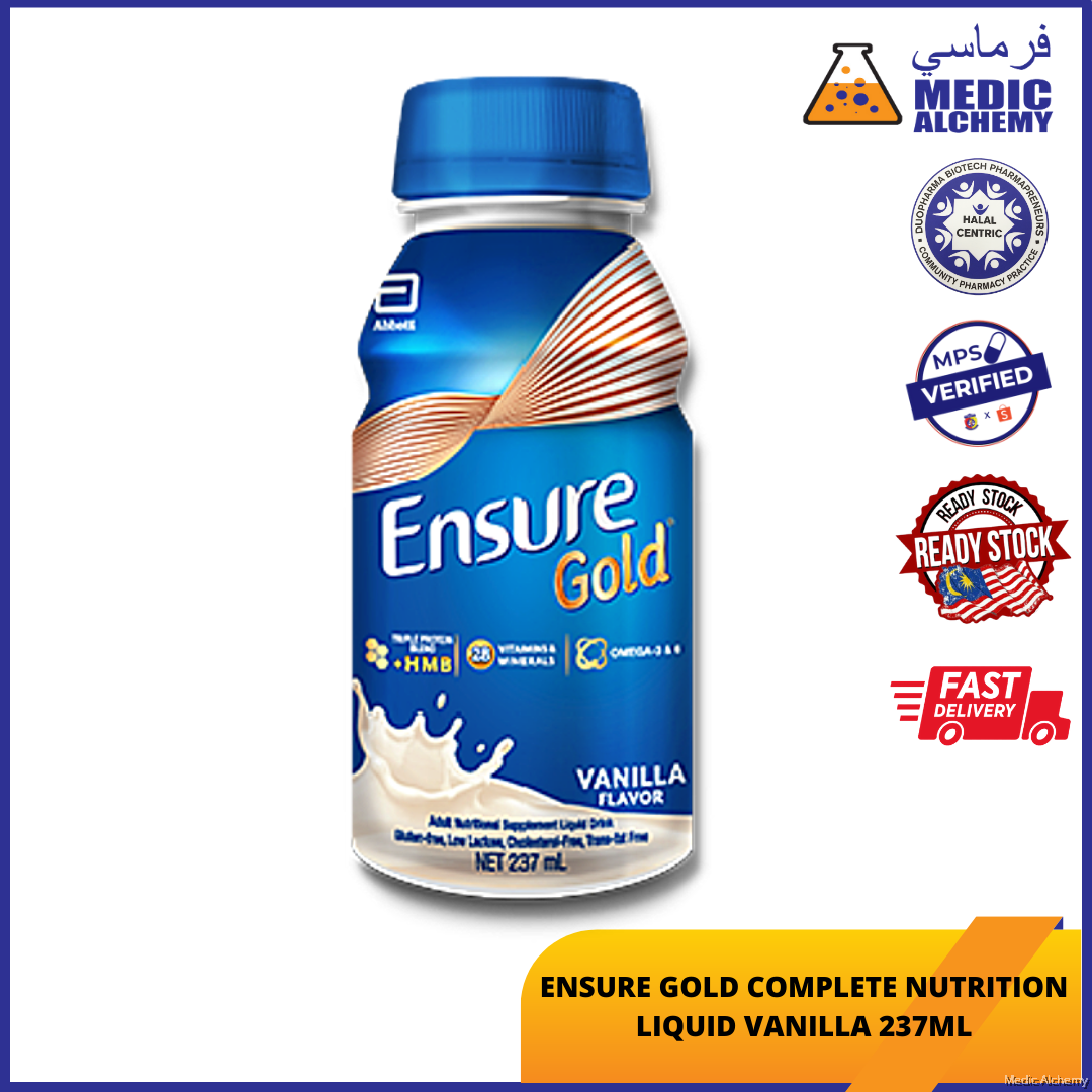 (BEST BUY) ENSURE GOLD VANILLA LIQUID 237ML COMPLETE NUTRITION READY TO